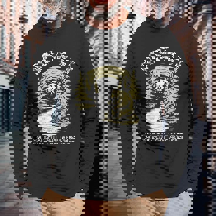 Save Our Parks ビンテージ スモーキー ザ レジスト ベア国立公園 長袖Tシャツ 高齢者への贈り物