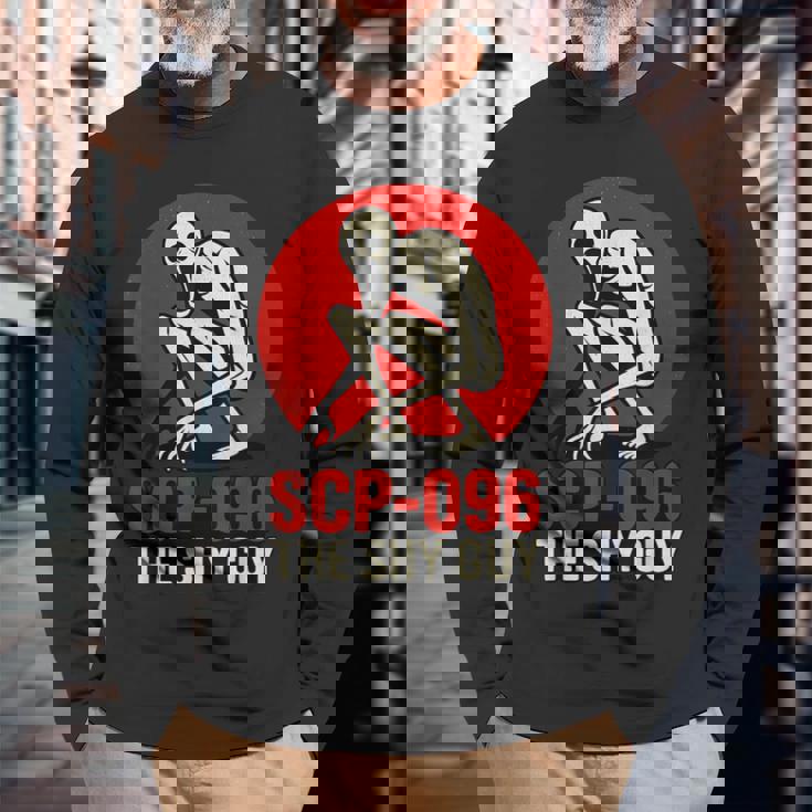 Scp-096 「シャイガイ」ホラーアートデザイン 長袖Tシャツ 高齢者への贈り物