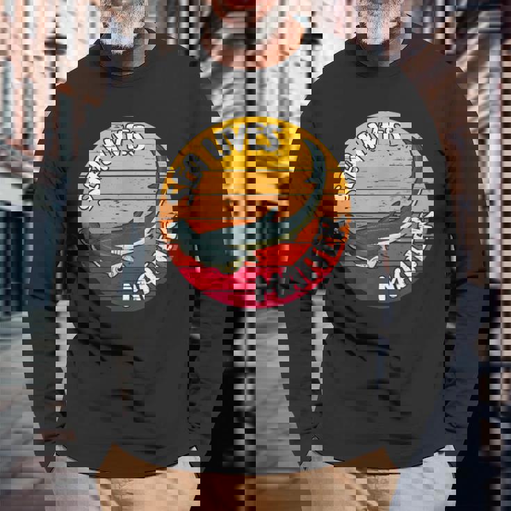 Sea Lives Matter ハンマーヘッドシャークを守る海の命 長袖Tシャツ 高齢者への贈り物