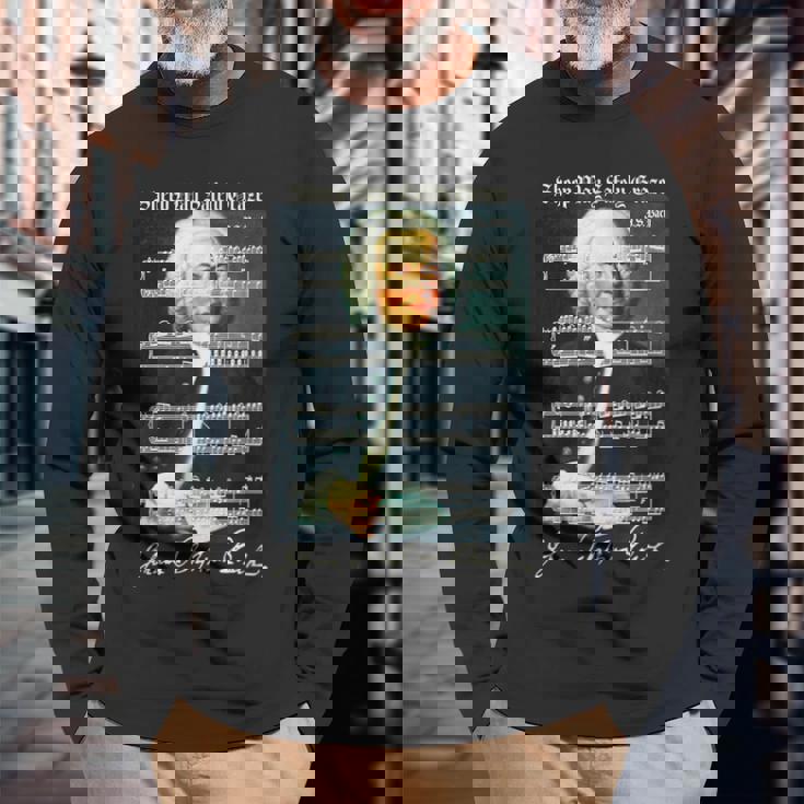 Sheep Mayafely Graze JS Bach Portrait &Ignature Music 長袖Tシャツ 高齢者への贈り物