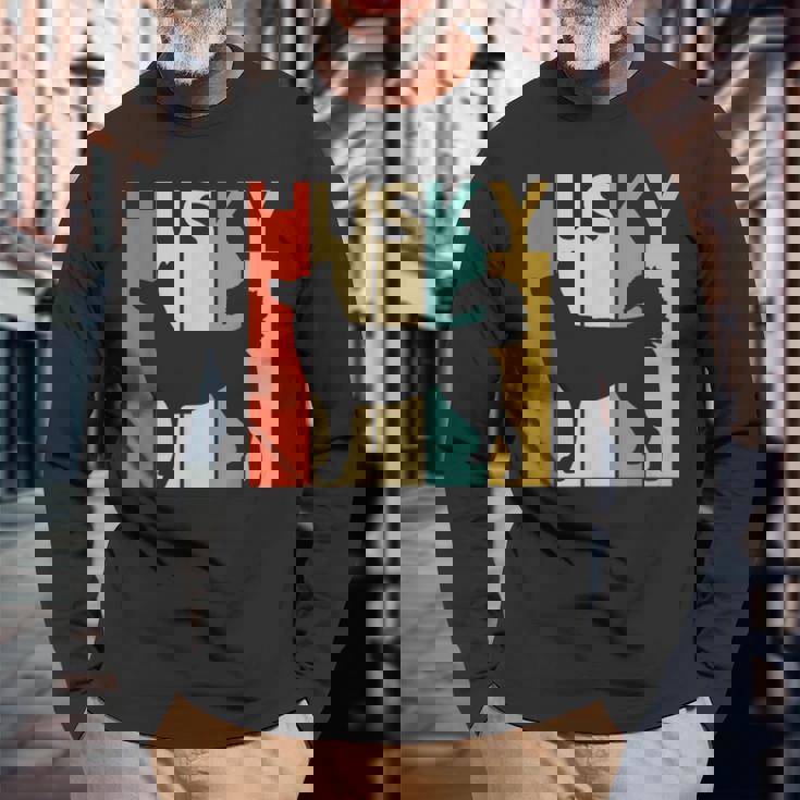 Siberian Husky シベリアン・ハスキー 長袖Tシャツ 高齢者への贈り物