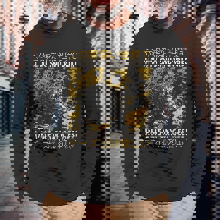 In This Sinful World I Desire Only Cheese Rat Japanese Long Sleeve T-Shirt Gifts for Old Men