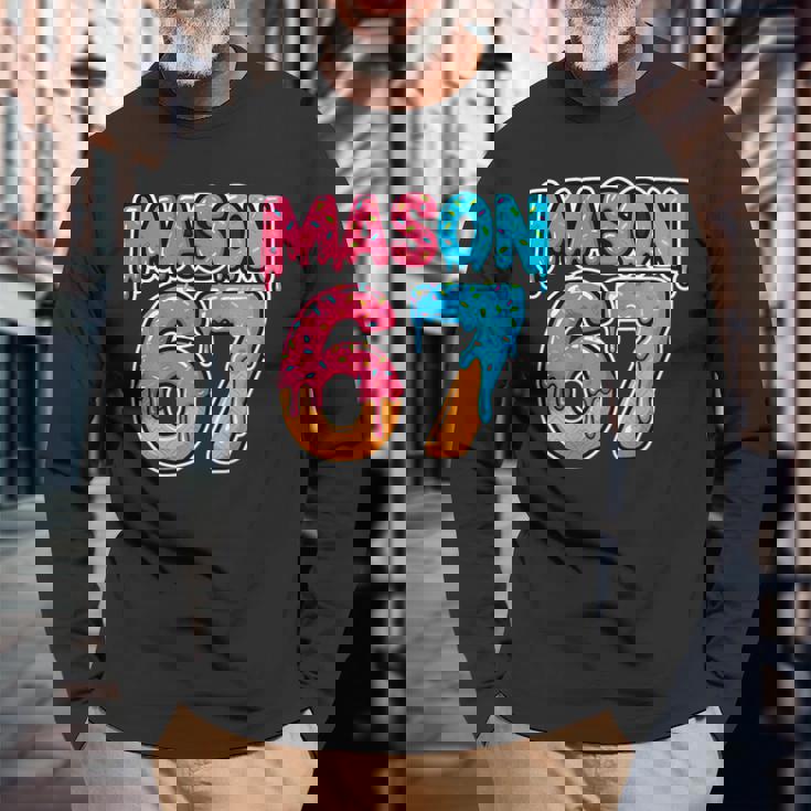 Six Seven Meme Mason 67 Ice Cream Drip On Back Long Sleeve T-Shirt