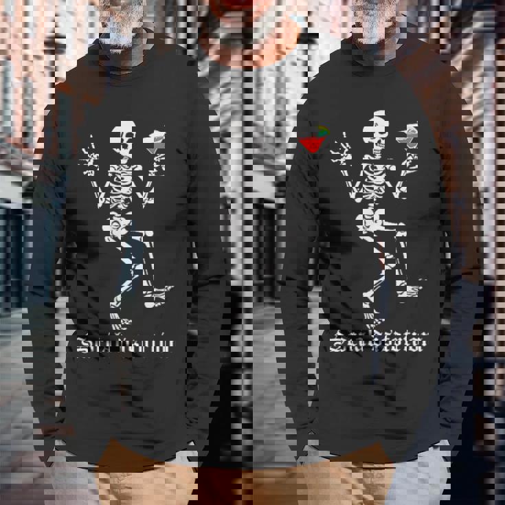 Social Distortions スケルトン ドリンクパーティー ミニマリスト 長袖Tシャツ 高齢者への贈り物