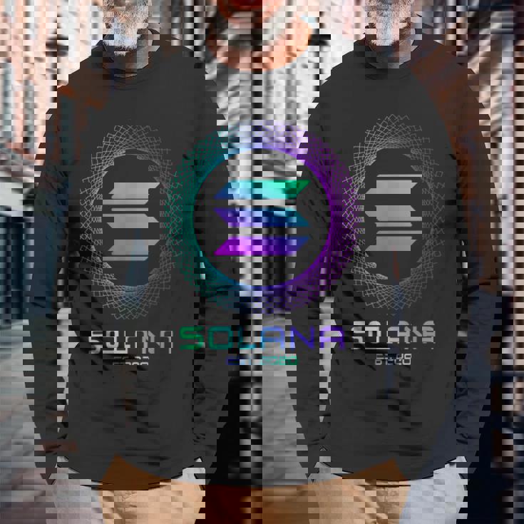 Solanaolコイン暗号ロゴブロックチェーン ソラナ 長袖Tシャツ 高齢者への贈り物