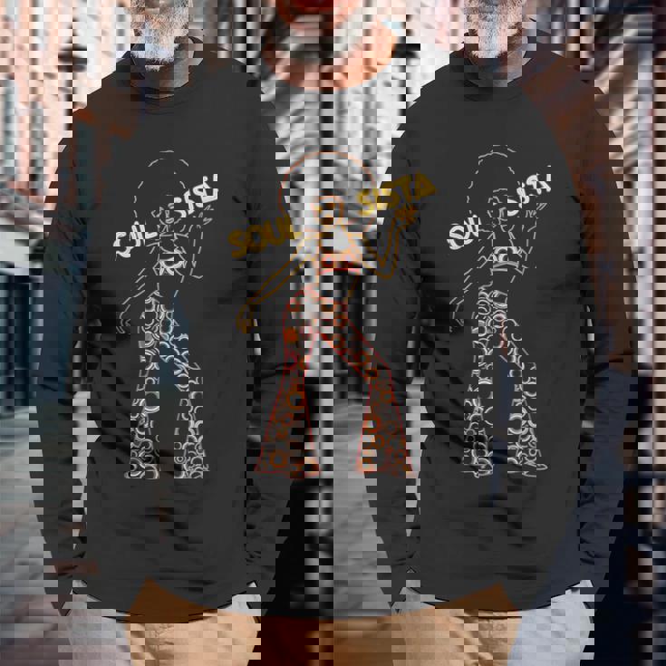 Soulista 70年代 ソウルミュージック レトロ ディスコ ブラック ファンク アフロガール 長袖Tシャツ 高齢者への贈り物