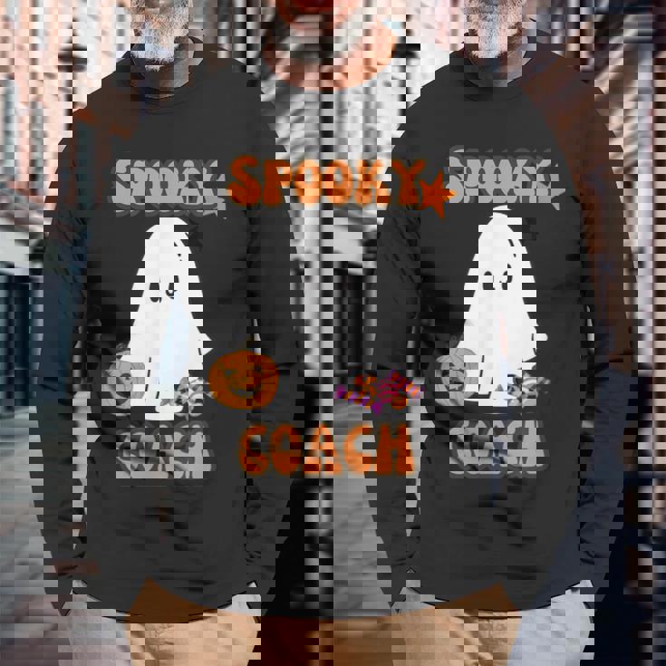 Spooky Ghost Dogs ハロウィンtシャツ コーチに最適 長袖Tシャツ 高齢者への贈り物