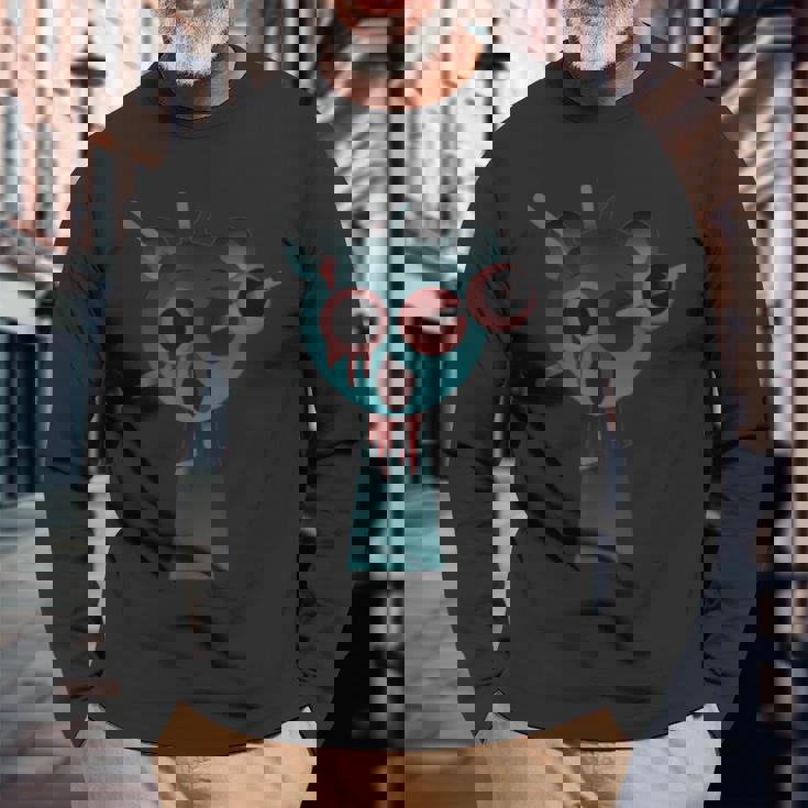 Sprunkiの怖いスカイブルー 長袖Tシャツ 高齢者への贈り物