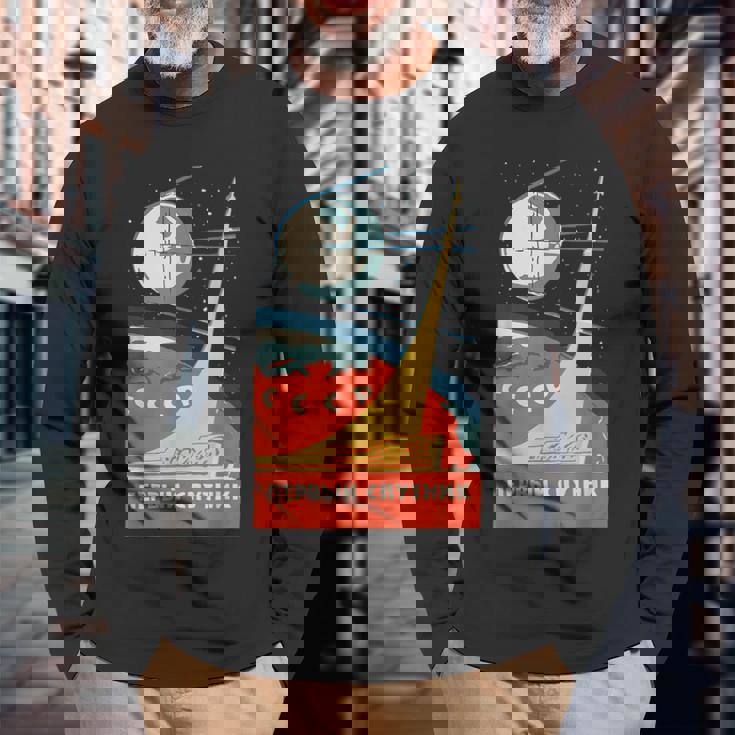 Sputnik Ussr ビンテージポスター製品 共産主義ソ連宇宙 長袖Tシャツ 高齢者への贈り物