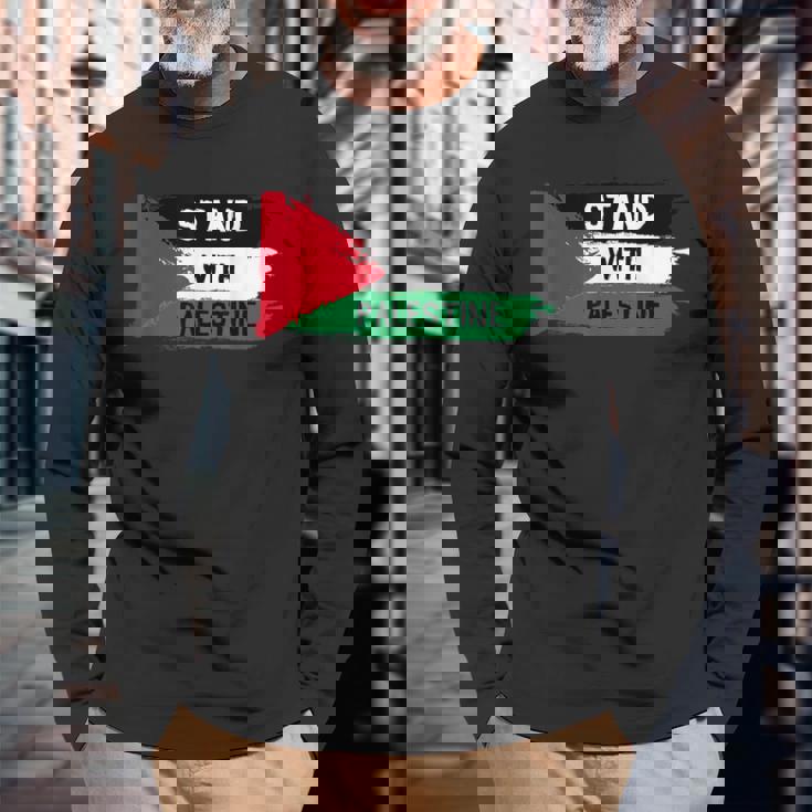 Stand With Palestineupporters Free Gaza エルサレムモスク 長袖Tシャツ 高齢者への贈り物