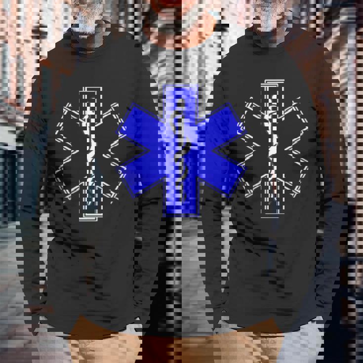 Star Of Life Rod Of Asclepius Emt Ems パラメディック メディック 長袖Tシャツ 高齢者への贈り物