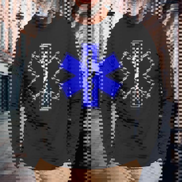 Star Of Life Rod Of Asclepius Emt Ems パラメディック メディック 長袖Tシャツ 高齢者への贈り物