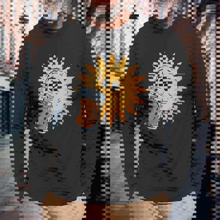 Sunshine Drink アイスコーヒー 楽しい 長袖Tシャツ 高齢者への贈り物