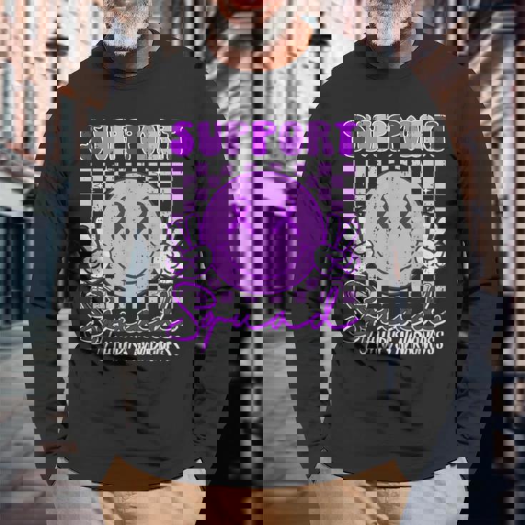 Support Squad Lupus Awareness Warrior Fighter Purple Ribbon Long Sleeve T-Shirt Gifts for Old Men