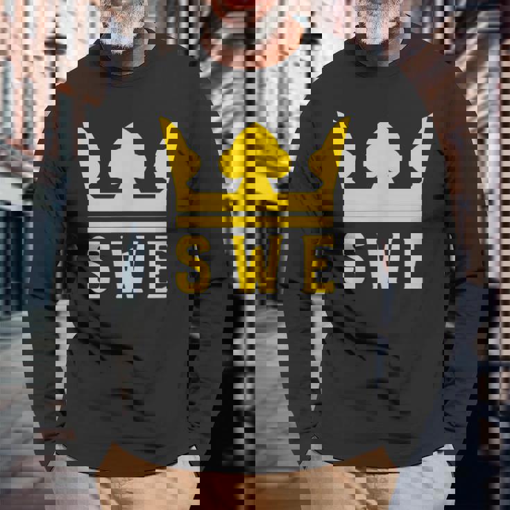 Swe With A Royal Crown スウェーデン 長袖Tシャツ 高齢者への贈り物