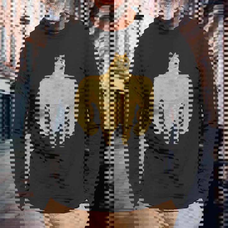 Swole Doge Meme Buff Doge Meme 長袖Tシャツ 高齢者への贈り物