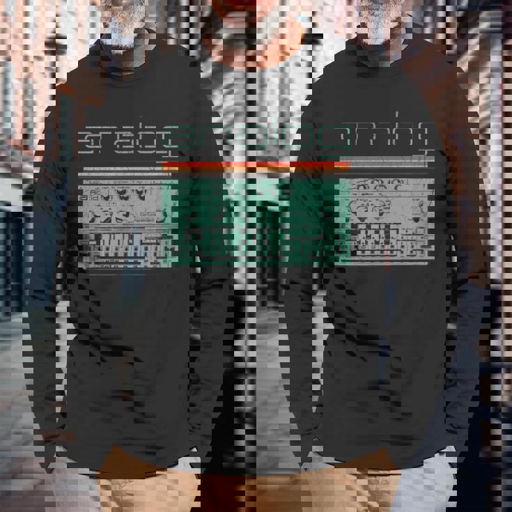 Synthesizer アナログシンセテクノ酸djプロデューサー ビンテージ 長袖Tシャツ 高齢者への贈り物