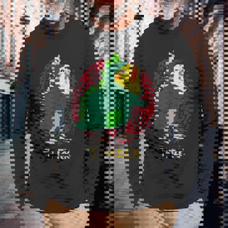 T Heck オカメインコ 面白い 恐竜 鳥 怒っているオウム 鳥 ミーム 長袖Tシャツ 高齢者への贈り物