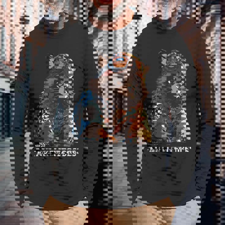 Tanuki Elite Forces No1 タヌキ精鋭部隊 漢字 動物 かわいい狸 たぬき おもしろ アニマル 長袖Tシャツ 高齢者への贈り物