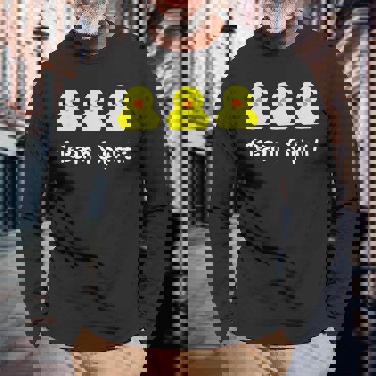 Teampirit Three イエローラバーダックグラフィックプリント 長袖Tシャツ 高齢者への贈り物