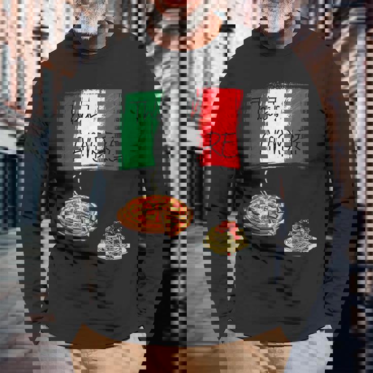 That's Amore ピザ パスタ好き イタリア料理 イタリア国旗 長袖Tシャツ 高齢者への贈り物