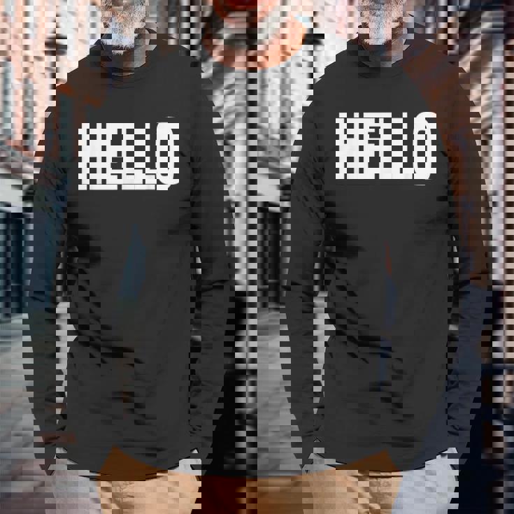 Thatays Hello シャツ こんにちはと言うデザイン 長袖Tシャツ 高齢者への贈り物