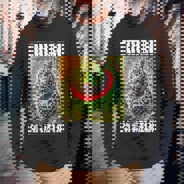 Tigrullini Watermellini イタリアンブレインロットミーム 長袖Tシャツ 高齢者への贈り物