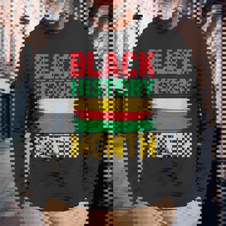 History Month ペイントブラシ ジューンティーンス ブラックヒストリー 長袖Tシャツ 高齢者への贈り物