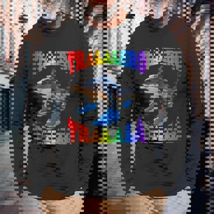 Tralalero Tralala イタリアンブレインロットミーム 長袖Tシャツ 高齢者への贈り物