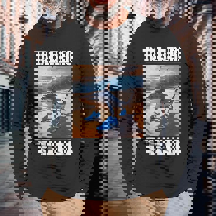 Tralalero Tralala Bootleg Brainrot イタリアン ブレイン ミーム 長袖Tシャツ 高齢者への贈り物