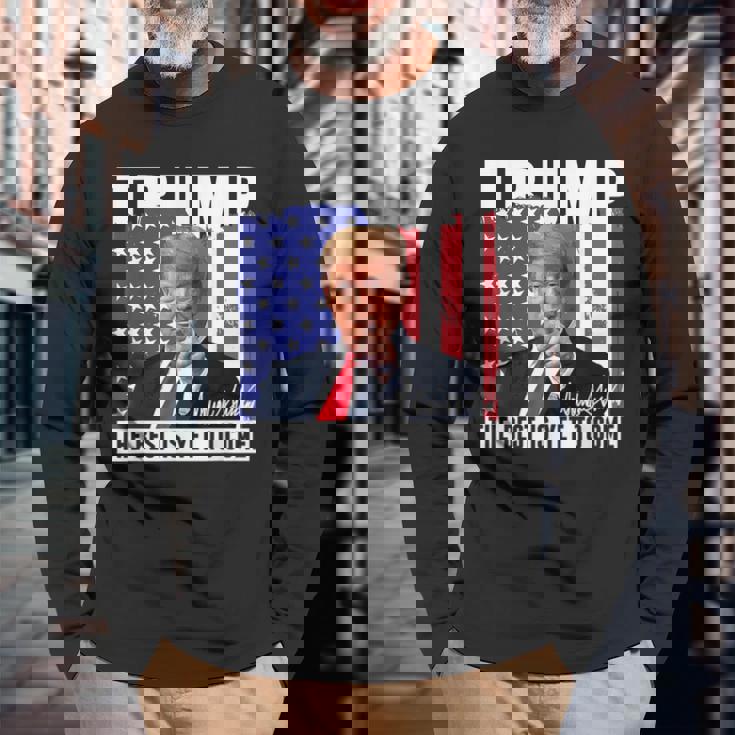 Trump The Best Is Yet To Come アメリカの国旗 ドナルド・トランプ 長袖Tシャツ 高齢者への贈り物