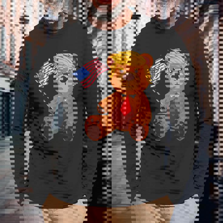 Trumpy Bear Trump 24 トランプ大統領選挙 2024 長袖Tシャツ 高齢者への贈り物