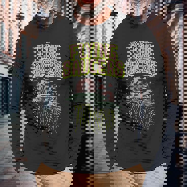 Ufo ロズウェルエイリアン空飛ぶ円盤おれは去りたい 長袖Tシャツ 高齢者への贈り物