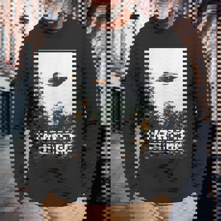 Ufoシャツ I Want To Believe Alien Ufotシャツ 長袖Tシャツ 高齢者への贈り物