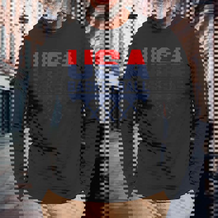 Usaチームスポーツバスケットボール 長袖Tシャツ 高齢者への贈り物