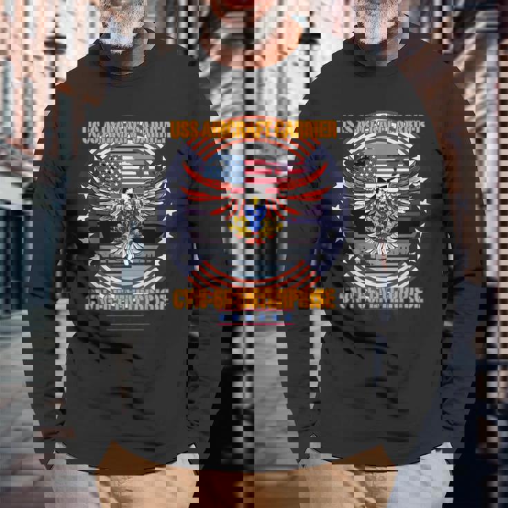 Uss Cvn-65 エンタープライズ、飛行機、航空 長袖Tシャツ 高齢者への贈り物