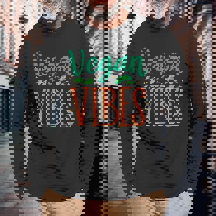 Veganibes 面白いヴィーガン主義 ベジタリアン 植物 ヴィーガン 長袖Tシャツ 高齢者への贈り物