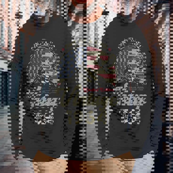 Vintage 1964 愛国的なイーグル、61歳の誕生日、アメリカ国旗 長袖Tシャツ 高齢者への贈り物