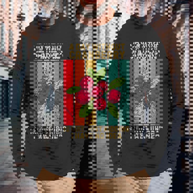 Vintage A Day Without Cranberry I Have No Idea クランベリー 長袖Tシャツ 高齢者への贈り物
