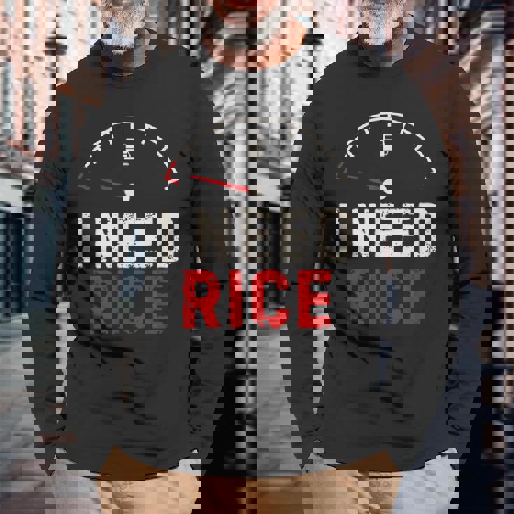 Vintage I Need Rice Lover レトロ 米 食べ物 好き 長袖Tシャツ 高齢者への贈り物