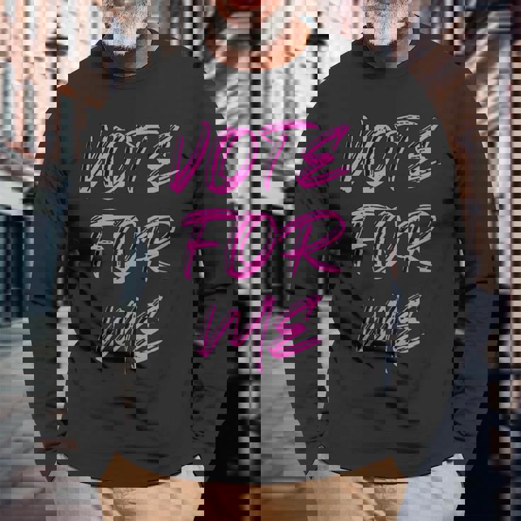 Vote For Me 選挙日 生徒会アパレル 長袖Tシャツ 高齢者への贈り物