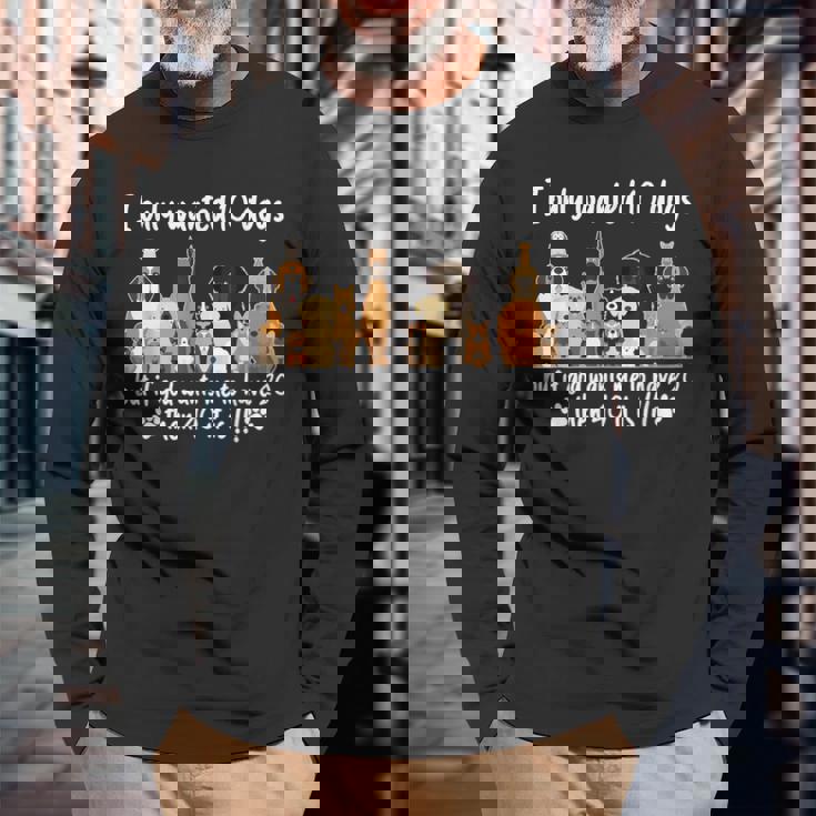 I Wanted Only Wanted 10 Dogs But If God Want Me Have 20 Then 40 長袖Tシャツ 高齢者への贈り物