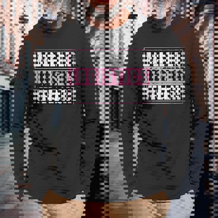 Warning Logistics Manager 長袖Tシャツ 高齢者への贈り物