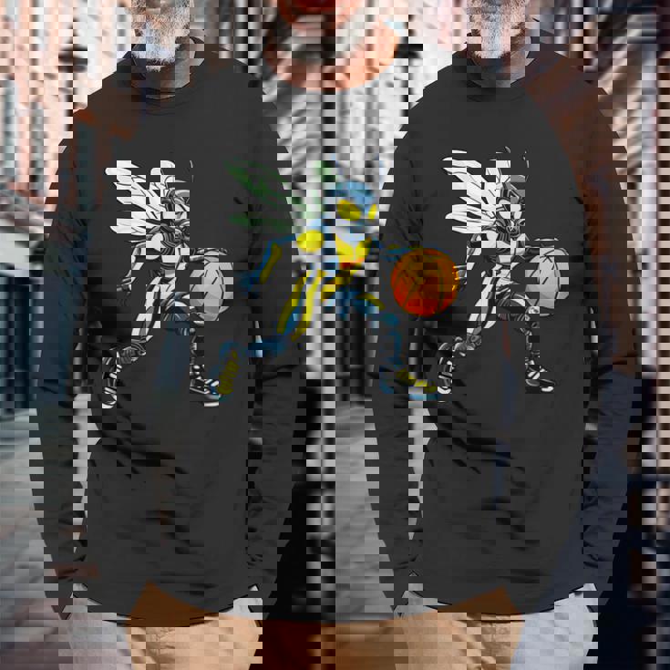 Wasp バスケットボール選手バスケットボール スズメバチ 長袖Tシャツ 高齢者への贈り物