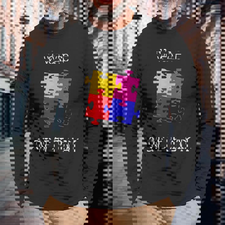 We Are One Team ジグソーパズル付き 長袖Tシャツ 高齢者への贈り物