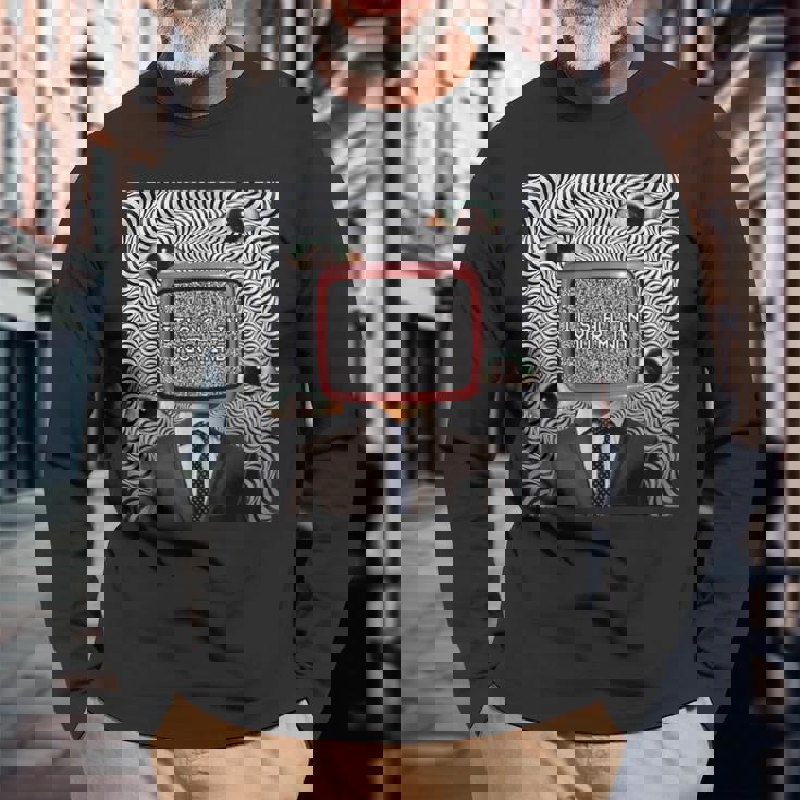 Weirdcore審美的奇妙な目の光学的錯覚オデコール 長袖Tシャツ 高齢者への贈り物