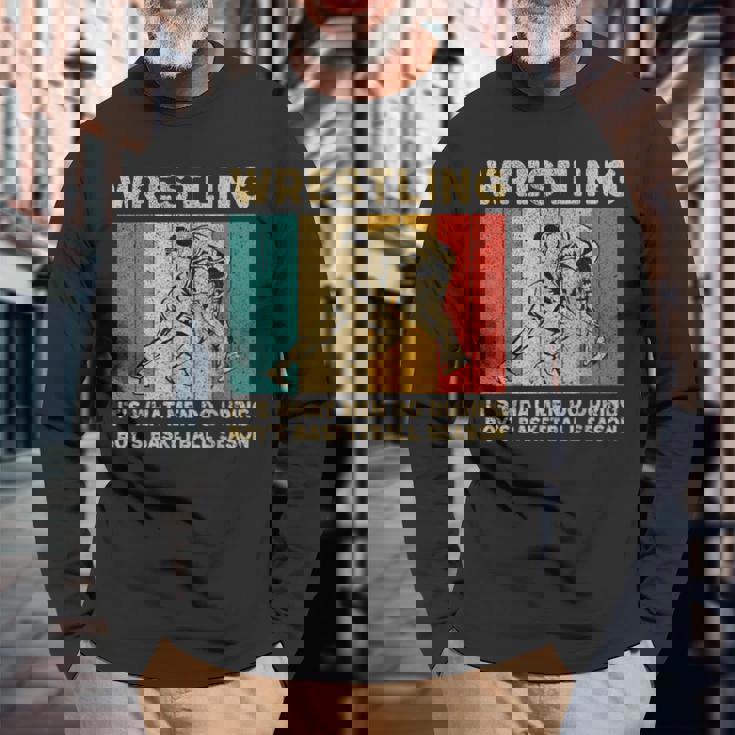 Wrestling It's What Do ビンテージレスリングレスラー 長袖Tシャツ 高齢者への贈り物