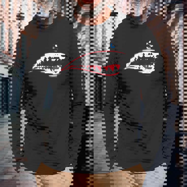 Ww2 ノーズアート第二次世界大戦退役機シャークノーズアート 長袖Tシャツ 高齢者への贈り物