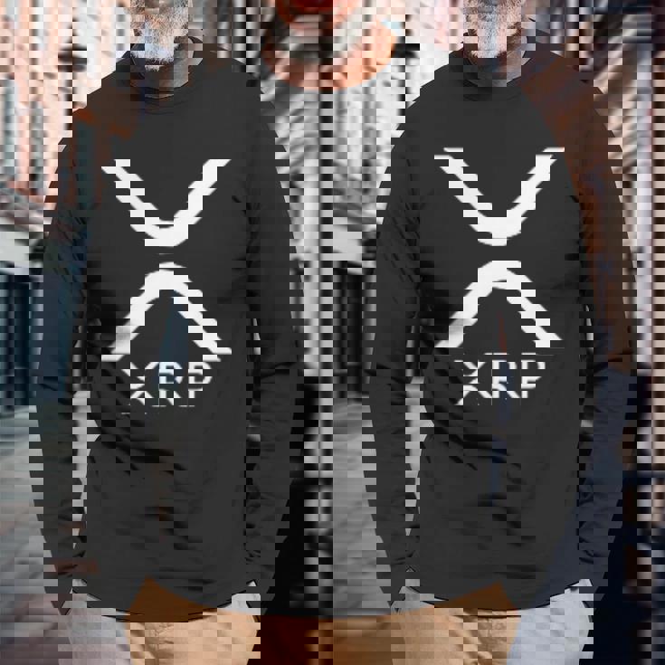 Xrpロゴ暗号通貨暗号 長袖Tシャツ 高齢者への贈り物