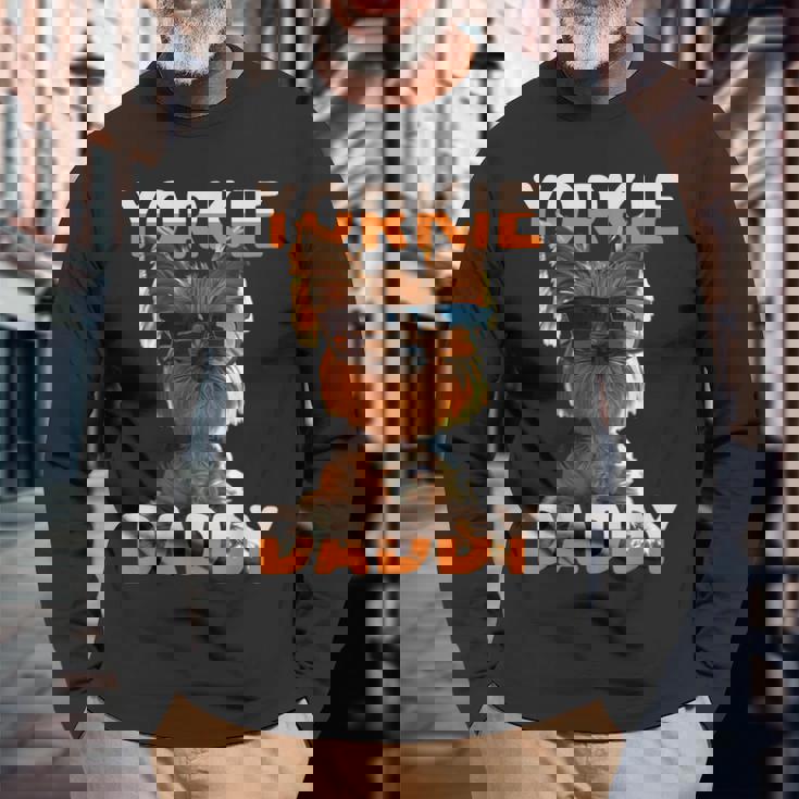 Yorkie Daddyヨーキー パパ 父の日 お父さん スウィート・ヨークシャー・テリア 長袖Tシャツ 高齢者への贈り物